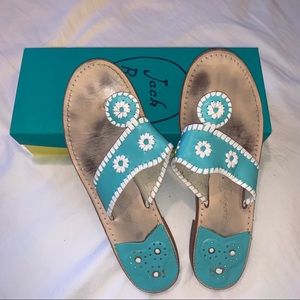 Jack Rogers Caribbean Blue Palm Beach Flat sz 10.5